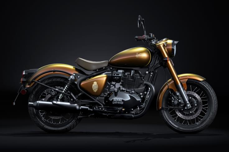 Currently it has been unveiled at EICMA and it remains to be seen if it comes to India. 125th Anniversary Special Edition Royal Enfield Classic 650 right side profile